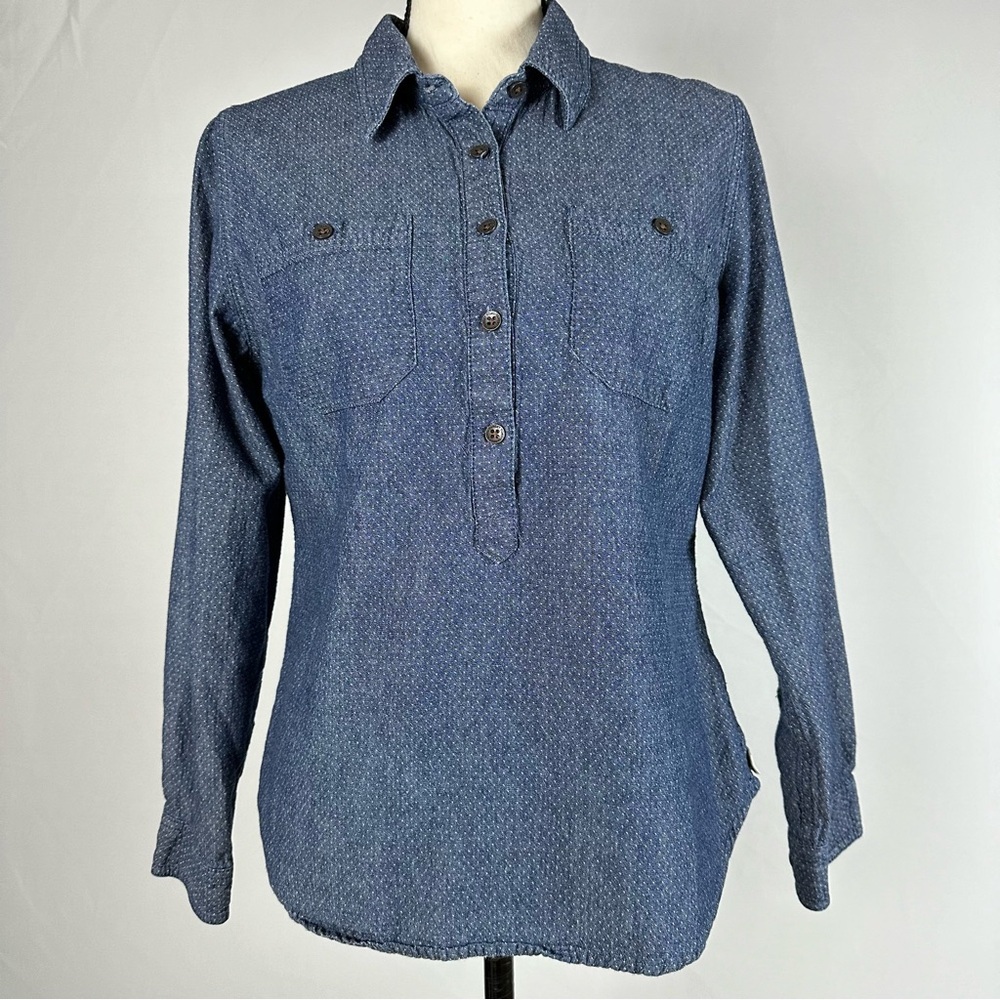 TOMS for Target Chambray blue & white mini-dot button down shirt - size M